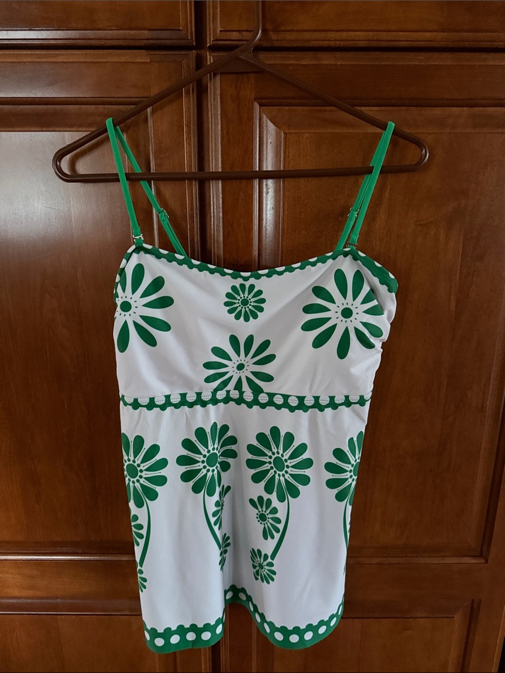 Green Floral Swim Tankini Top